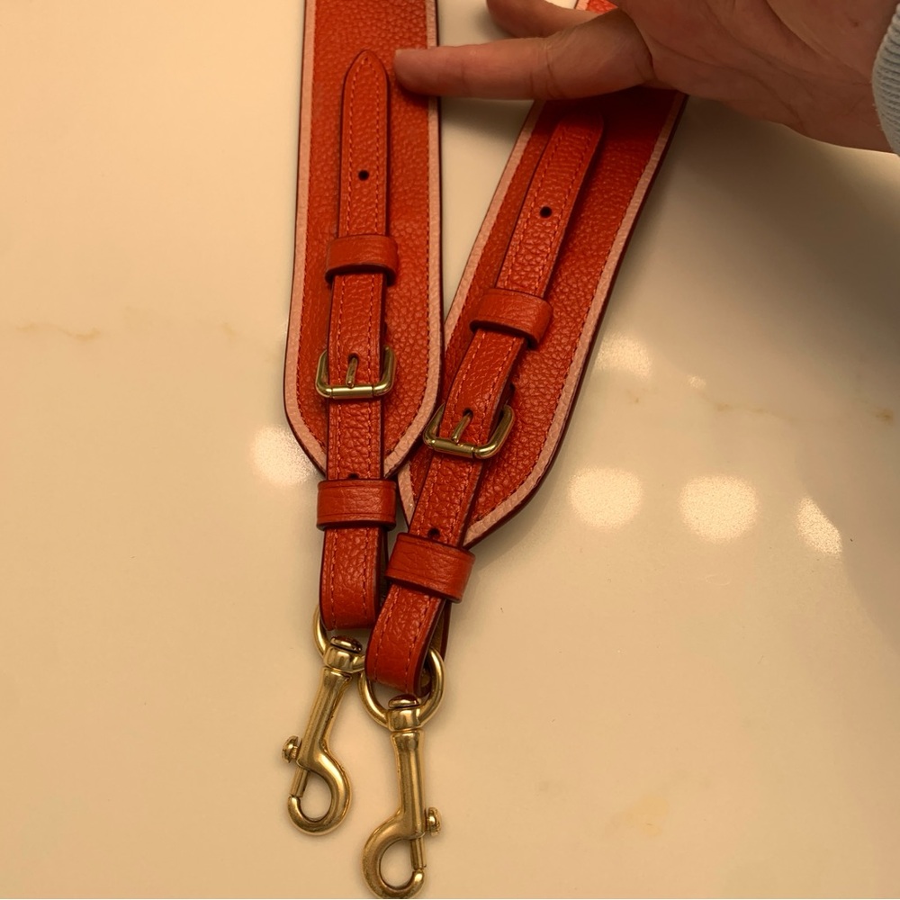 Coach Orange Leather Adjustable Bag Strap with Gold Hardware